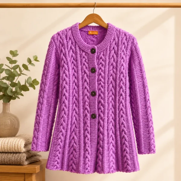 handknitted long cardigan soft wool layering wrap