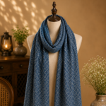 handblock dabu print stole indigo white diamond dot