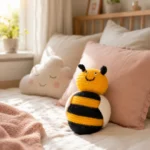 handmade crochet bee plush toy soft yarn vibrant decor