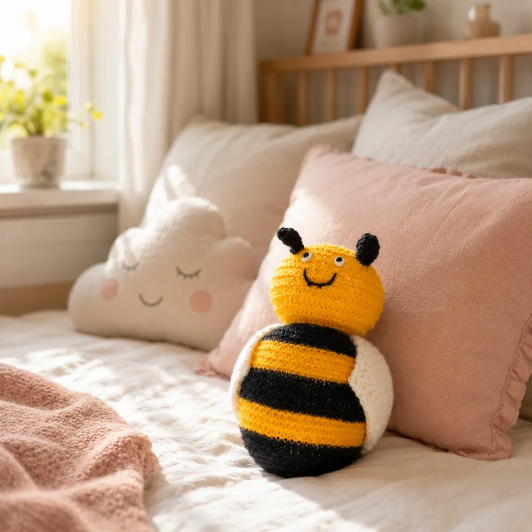 handmade crochet bee plush toy soft yarn vibrant decor handmade crochet bee plush toy soft yarn vibrant decor