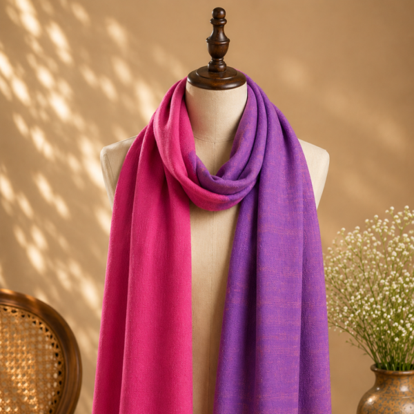 dual tone stole pink purple merino wool handwoven