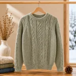 grey wool sweater cable knit hand knitted texture
