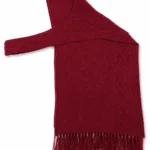 Handknitted Cape Shawl – Red One Sleeve Cape