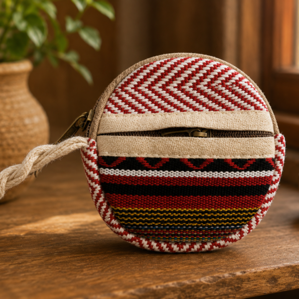 hemp red tribal Coin Pouch