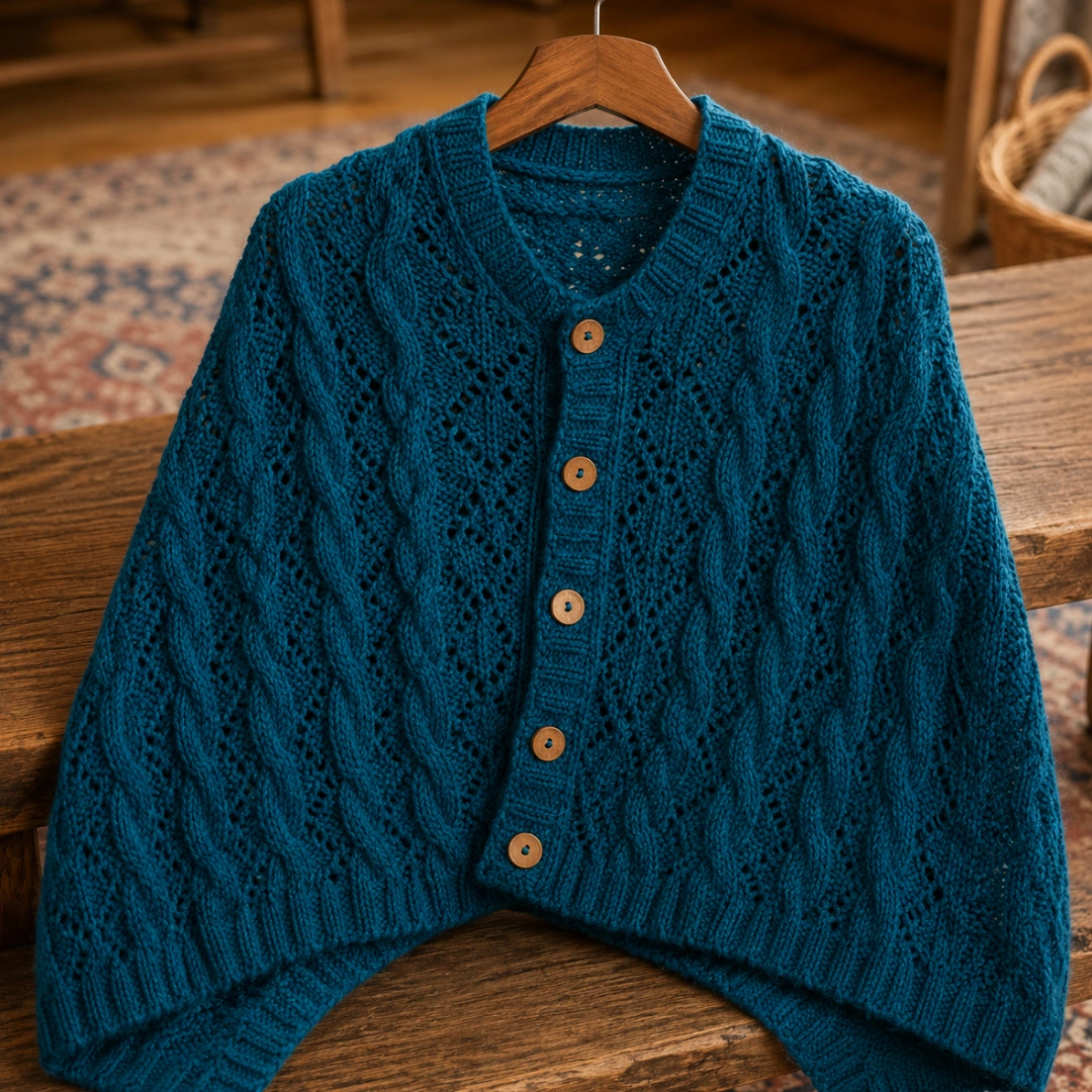 Teal Cable Knit Poncho Teal Cable Knit Poncho