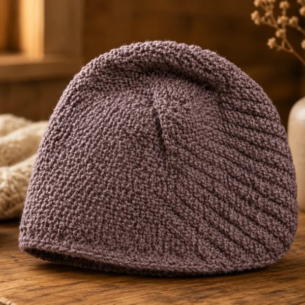 mauve knitted beanie
