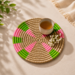 Pink Green Pine Leaf Mat