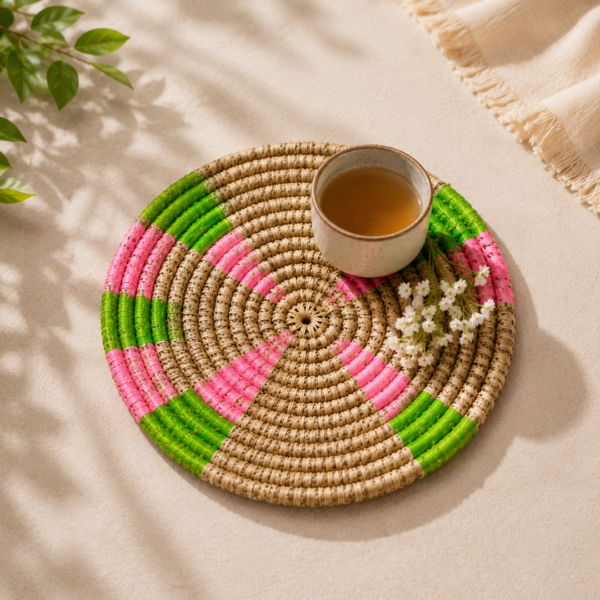 Pink Green Pine Leaf Mat