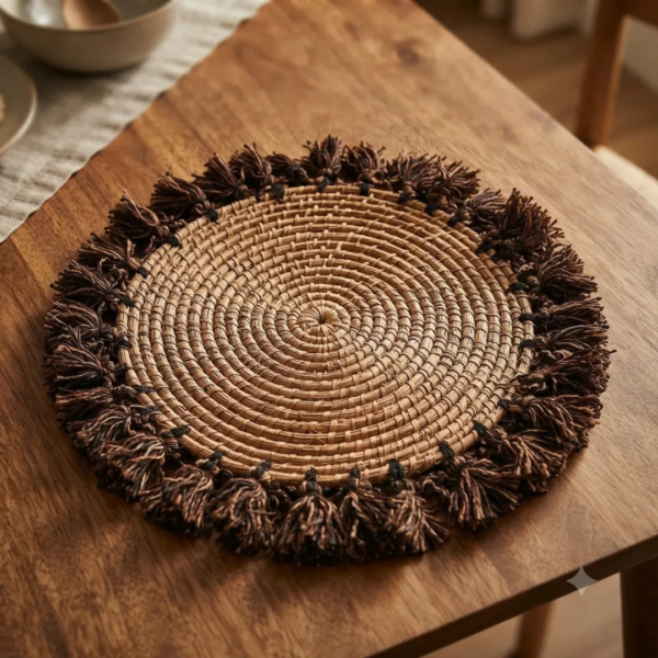 Pine Leaf Table Mat with Tassels