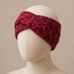 Hand Knitted Maroon Wool Ear Warmer