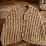 beige cable knit poncho