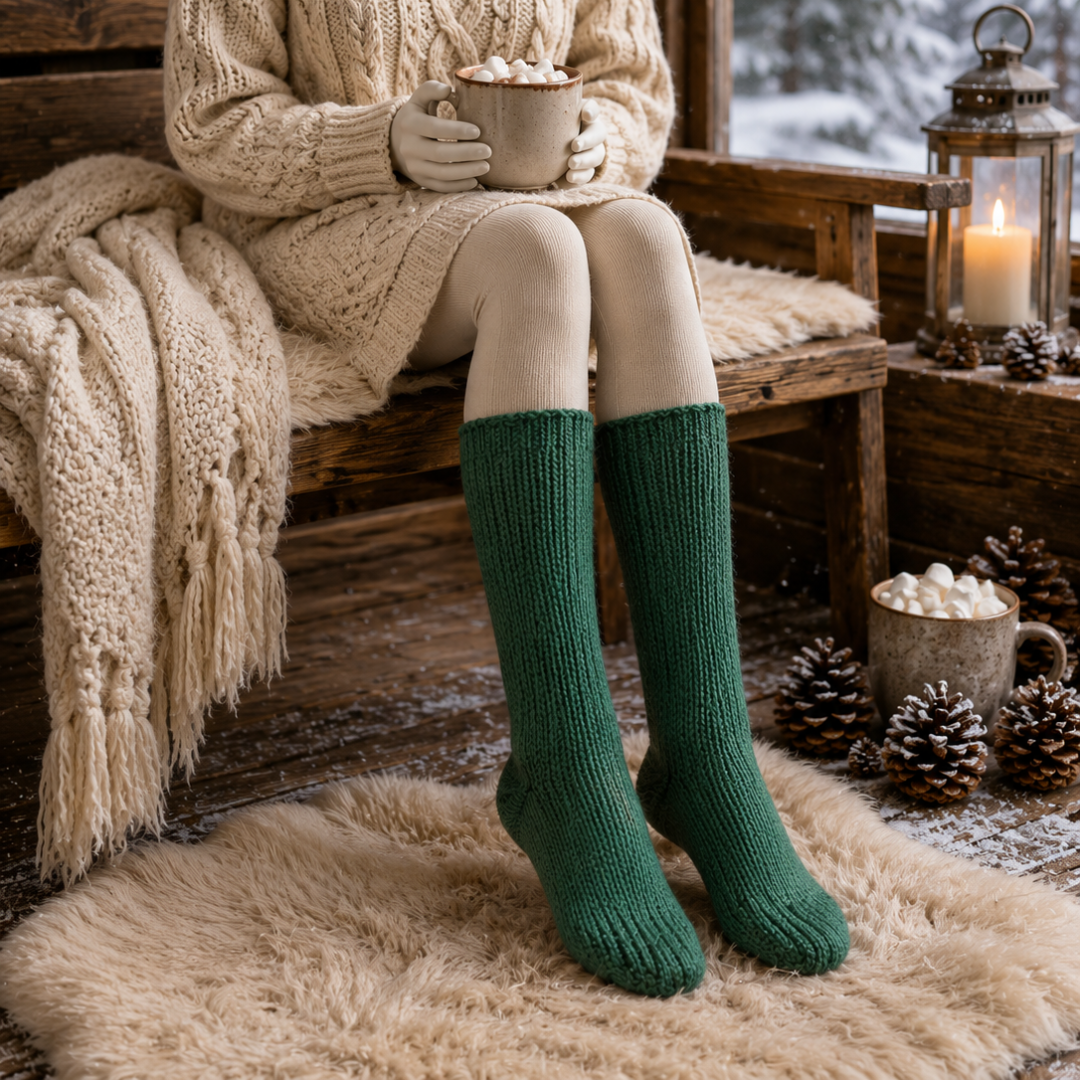 Handknitted Ribbed Wool Socks Handknitted Ribbed Wool Socks