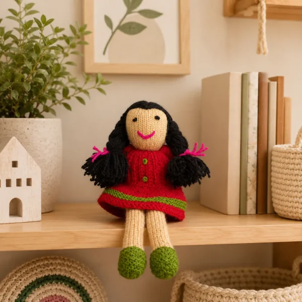 Rossie long hair crochet doll handmade eco-friendly yarn nursery