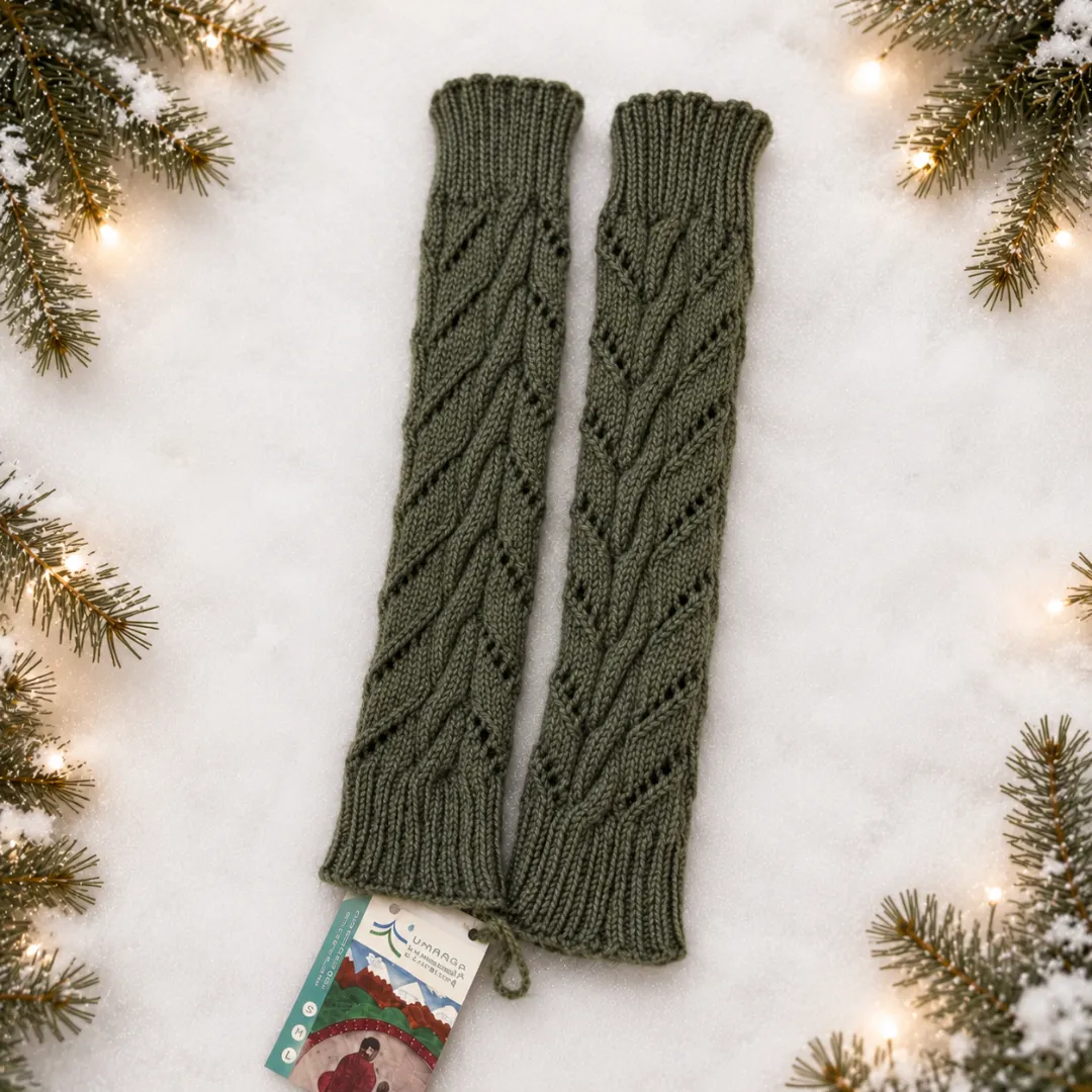 Handknitted Olive Green Leg Warmers Handknitted Olive Green Leg Warmers
