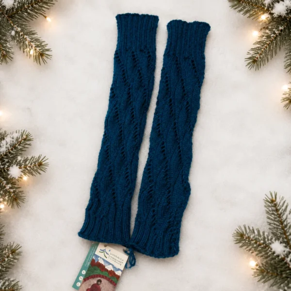 Handknitted Teal Leg Warmers – Blue