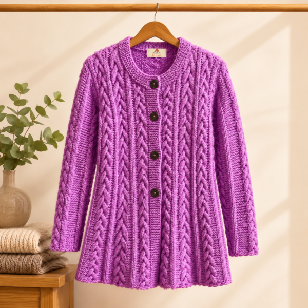 handknitted long cardigan soft wool layering wrap