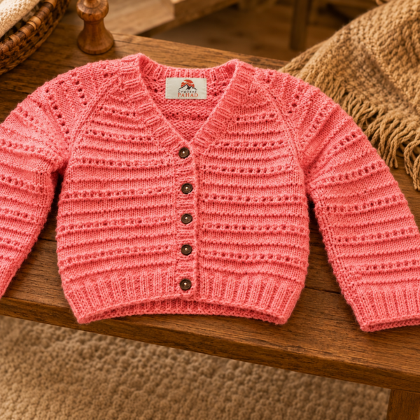 pink baby cardigan