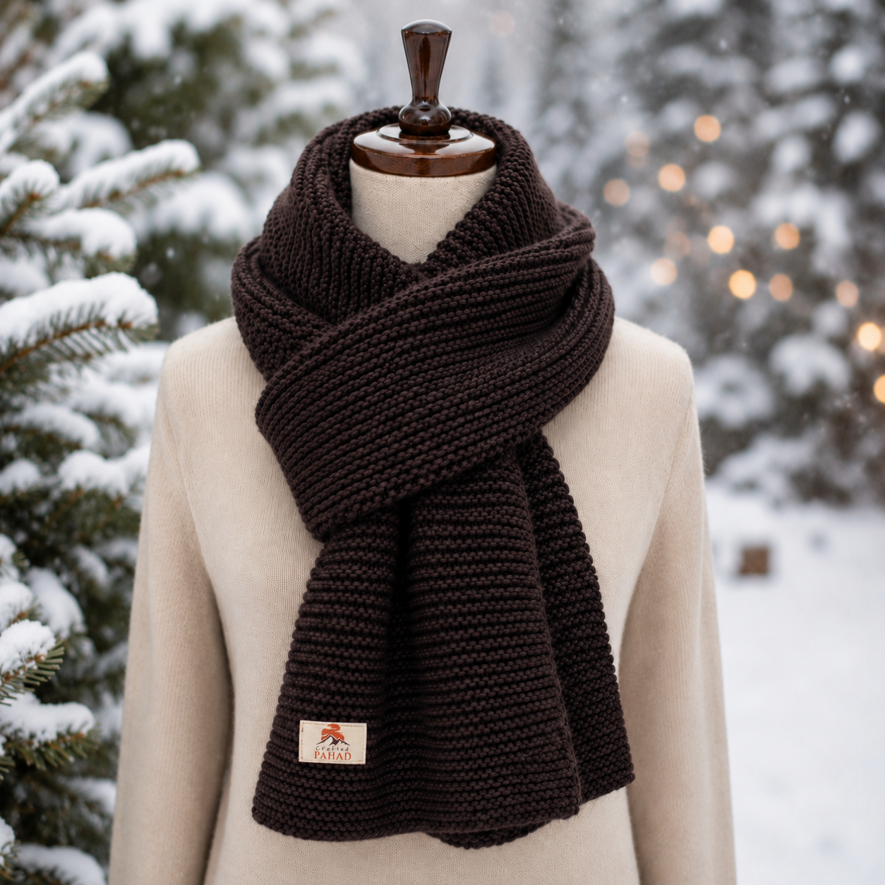 Handknitted Wool Cowl – Cozy Brown Scarf Handknitted Wool Cowl – Cozy Brown Scarf