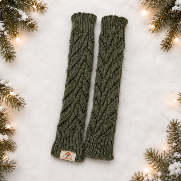 Handknitted Olive Green Leg Warmers