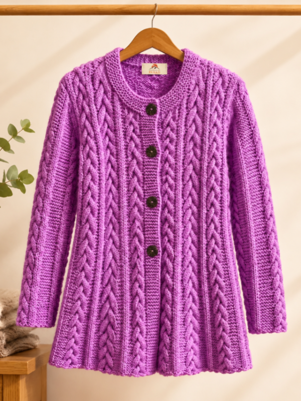 handknitted long cardigan soft wool layering wrap