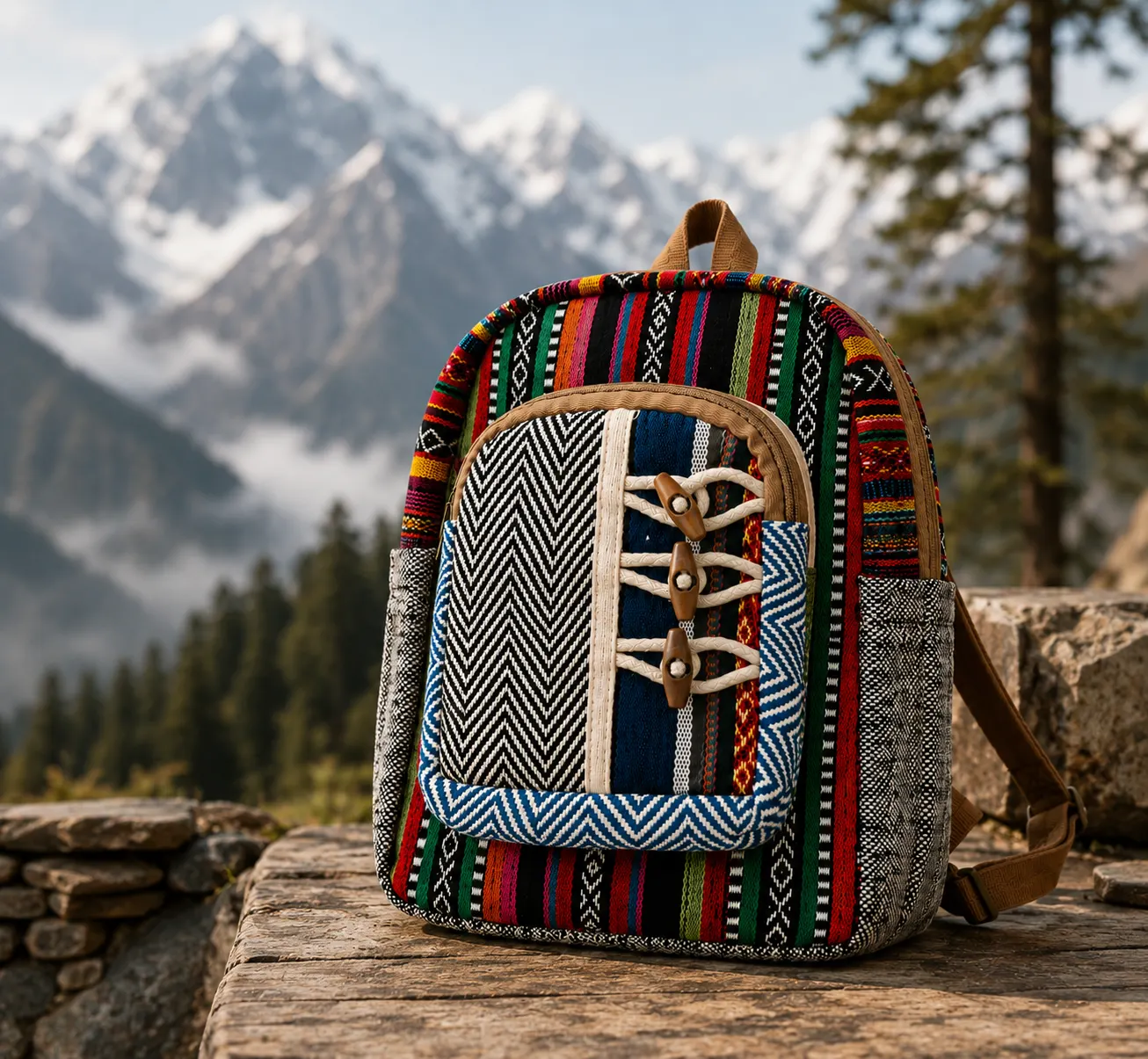multicolor striped pithu bag multicolor striped pithu bag